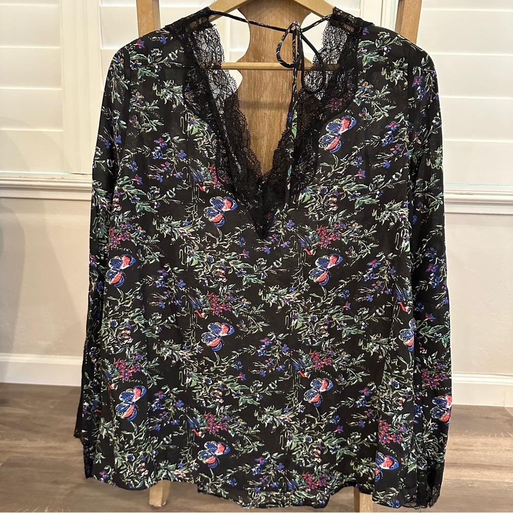 3 for $20 lace trimmed sheer blouse
